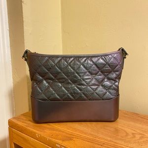 Gabrielle designer inspired premium genuine leather handbag in rare iridescence